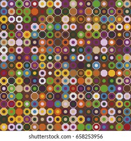 Geometric abstract seamless pattern of colored shapes