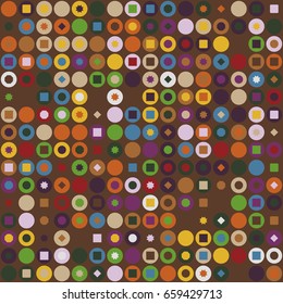 Geometric abstract seamless pattern of colored shapes