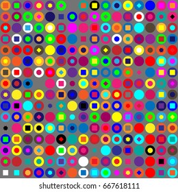 Geometric abstract seamless pattern of colored shapes