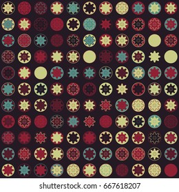 Geometric abstract seamless pattern of colored shapes