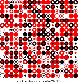 Geometric abstract seamless pattern of colored shapes
