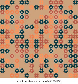 Geometric abstract seamless pattern of colored shapes