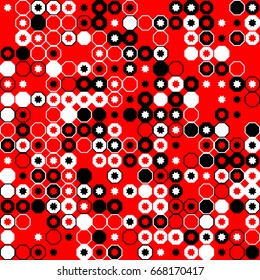 Geometric abstract seamless pattern of colored shapes