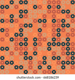 Geometric abstract seamless pattern of colored shapes