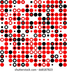 Geometric abstract seamless pattern of colored shapes