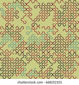 Geometric abstract seamless pattern of colored shapes