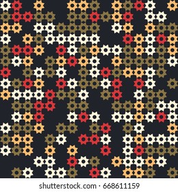 Geometric abstract seamless pattern of colored shapes