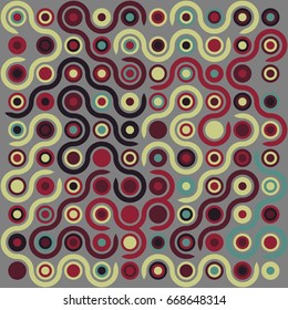 Geometric abstract seamless pattern of colored shapes