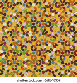Geometric abstract seamless pattern of colored shapes