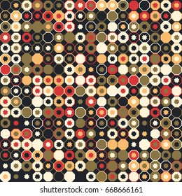 Geometric abstract seamless pattern of colored shapes