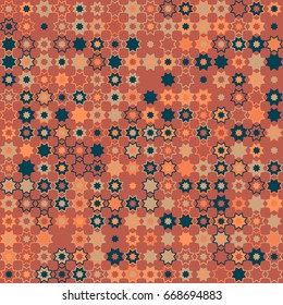 Geometric abstract seamless pattern of colored shapes