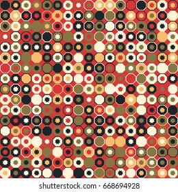 Geometric abstract seamless pattern of colored shapes