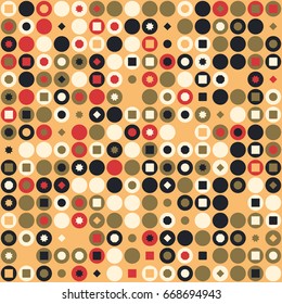 Geometric abstract seamless pattern of colored shapes