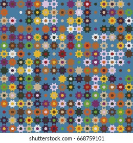 Geometric abstract seamless pattern of colored shapes