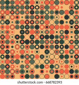 Geometric abstract seamless pattern of colored shapes
