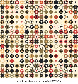 Geometric abstract seamless pattern of colored shapes