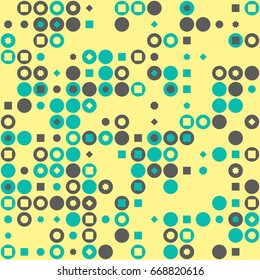 Geometric abstract seamless pattern of colored shapes