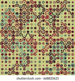 Geometric abstract seamless pattern of colored shapes