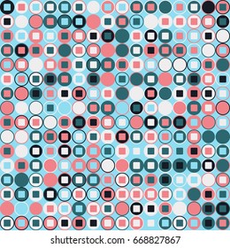Geometric abstract seamless pattern of colored shapes