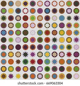 Geometric abstract seamless pattern of colored shapes