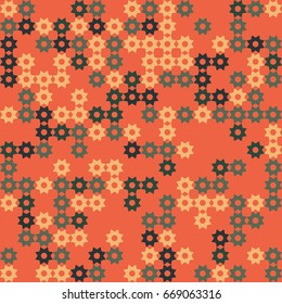 Geometric abstract seamless pattern of colored shapes