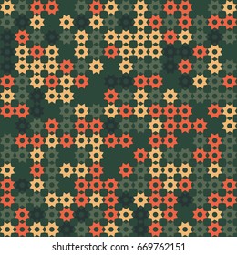 Geometric abstract seamless pattern of colored shapes