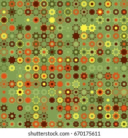 Geometric abstract seamless pattern of colored shapes