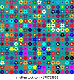 Geometric abstract seamless pattern of colored shapes