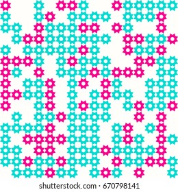 Geometric abstract seamless pattern of colored shapes