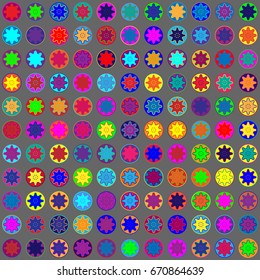Geometric abstract seamless pattern of colored shapes