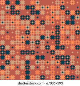 Geometric abstract seamless pattern of colored shapes