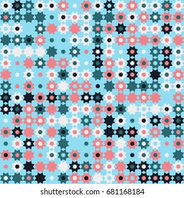 Geometric abstract seamless pattern of colored shapes