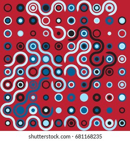 Geometric abstract seamless pattern of colored shapes