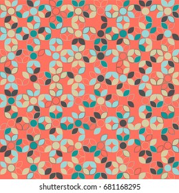 Geometric abstract seamless pattern of colored shapes