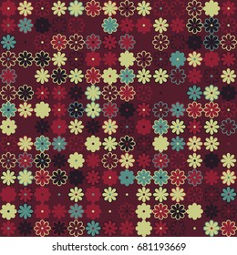 Geometric abstract seamless pattern of colored shapes