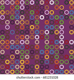 Geometric abstract seamless pattern of colored shapes
