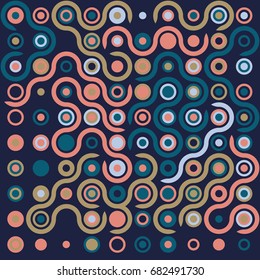 Geometric abstract seamless pattern of colored shapes