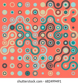 Geometric abstract seamless pattern of colored shapes