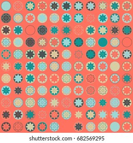 Geometric abstract seamless pattern of colored shapes