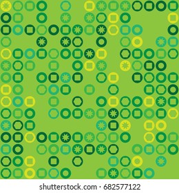 Geometric abstract seamless pattern of colored shapes