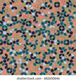 Geometric abstract seamless pattern of colored shapes