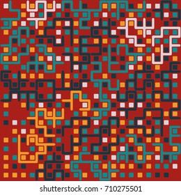 Geometric abstract seamless pattern of colored shapes