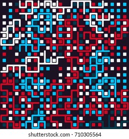 Geometric abstract seamless pattern of colored shapes