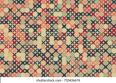 Geometric abstract seamless pattern of colored shapes