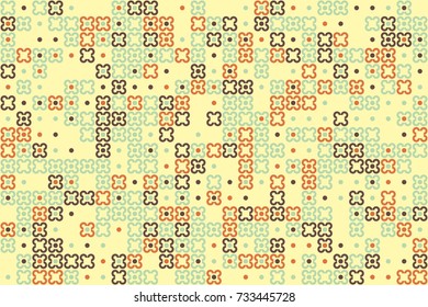 Geometric abstract seamless pattern of colored shapes