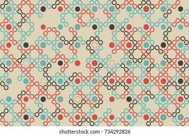 Geometric abstract seamless pattern of colored shapes