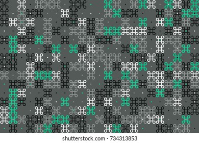 Geometric abstract seamless pattern of colored shapes