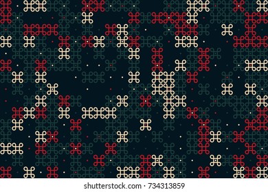 Geometric abstract seamless pattern of colored shapes