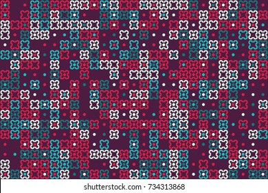 Geometric abstract seamless pattern of colored shapes