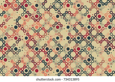 Geometric abstract seamless pattern of colored shapes